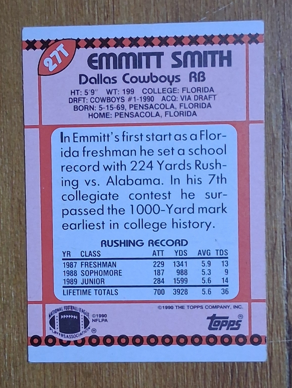 Topps Emitt Smith Rookie Football Card - Picture 2 of 2